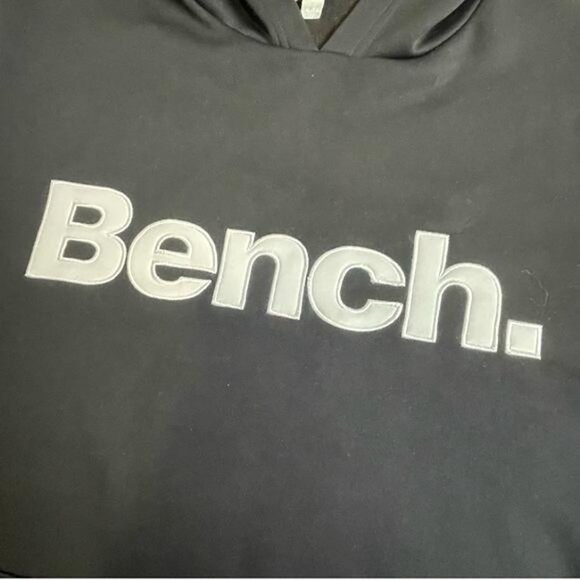 Bench Black and White Logo Fleece Lined Hoodie Size XL - Picture 3 of 7